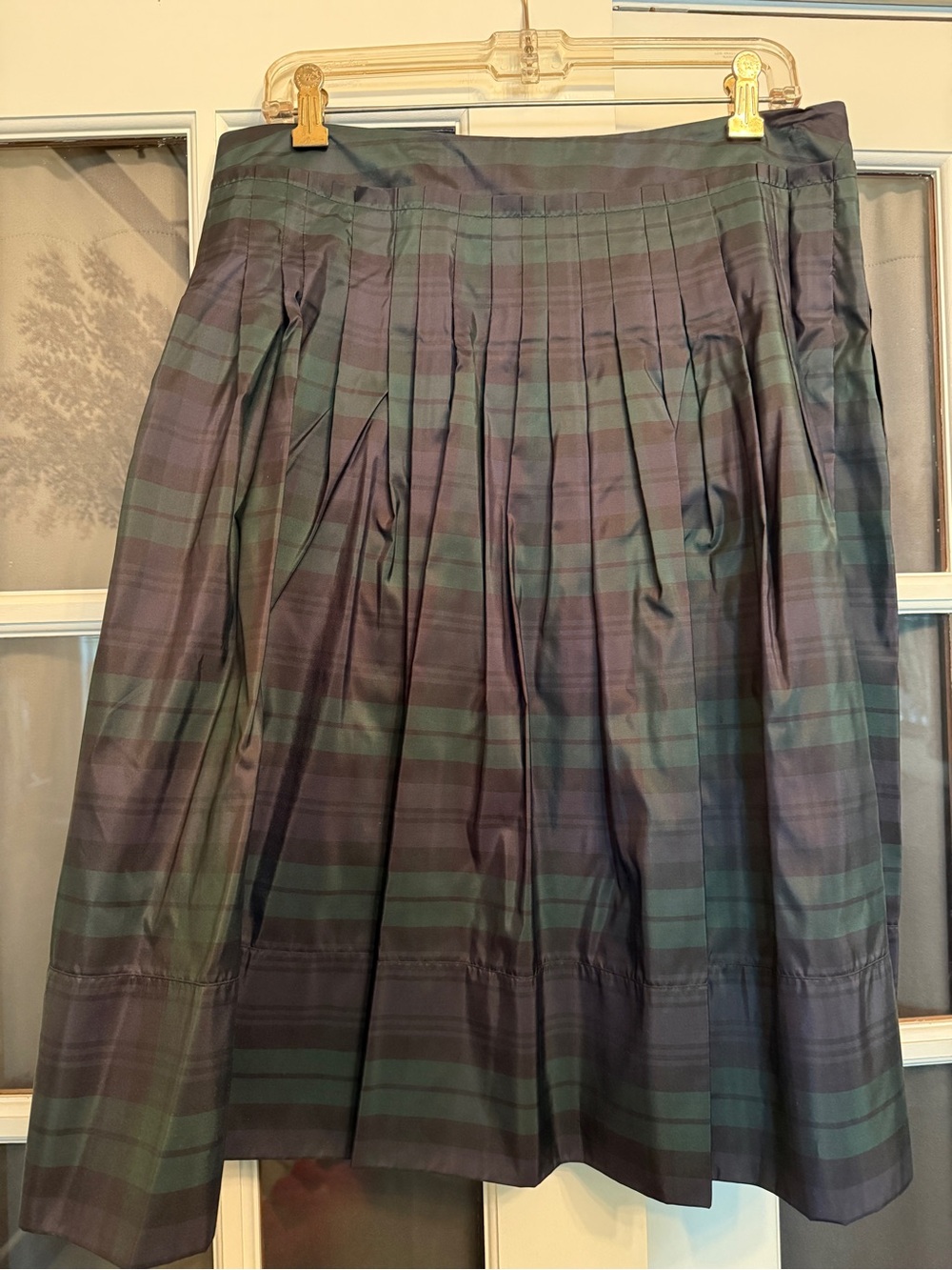 Talbots Black watch plaid silk party skirt